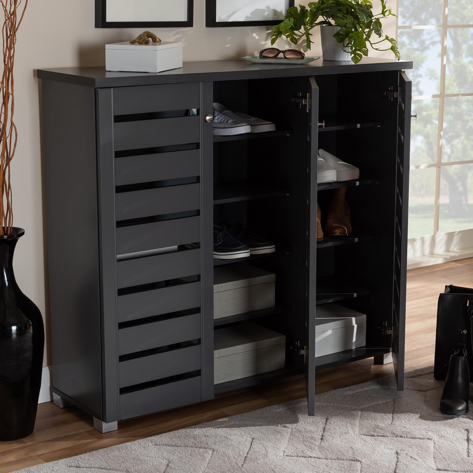 Baxton Studio, Adalwin 3-Door Wooden Entryway Shoe Storage Cabinet