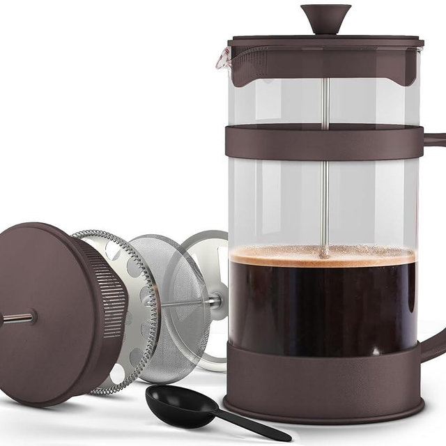 Utopia Kitchen 12 Ounce 0.35 Liter French Press Coffee Maker, Tea Maker, Travel Coffee Presses, Heat Resistant Thickened Borosilicate Coffee Pot for Camping Travel Gifts, Deep Taupe Pack of 1