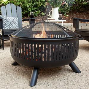 allen + roth 31.5-in W Black Steel Wood-Burning Fire Pit