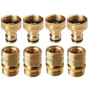 3/4 in. Standard Locking Lead-Free Brass Garden Hose Quick Connect Set (QCLFL-4)