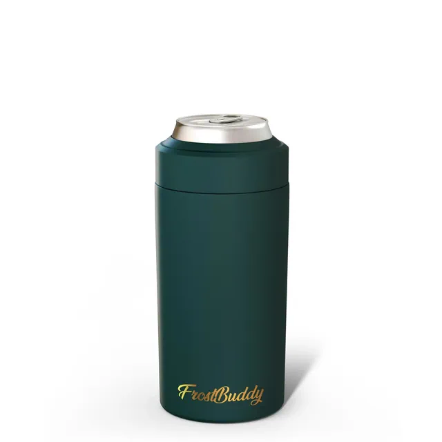 FrostBuddy Universal Buddy Insulated Can Cooler | Fits 12 / 16 Oz Cans, Slim Cans & Bottles | Stainless Steel Drink Holder Emerald