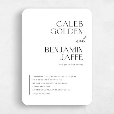 White Rounded Wedding Invitation - Piccola Classic