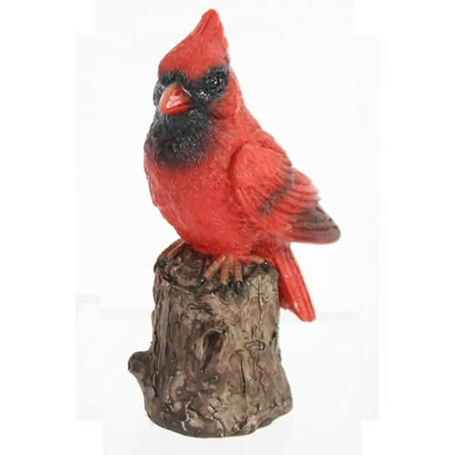 The Bridge Collection Little Cardinal Perched on a Branch Figurine - Red Bird on Stump Resin Tabletop Decoration - Memorial Cardinal