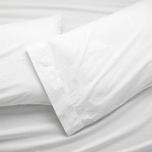 Washed Organic Cotton White Standard Pillow Cases, Set of 2