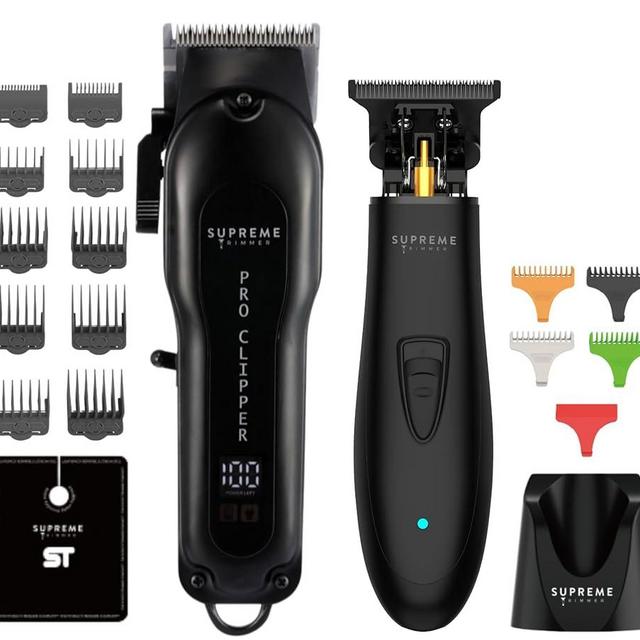 Supreme Trimmer 2-in-1 Pro Clipper & DLC T-Shaper Combo | Professional Beard Trimmer ST5206 & Hair Clipper STC5030 Barber Kit | Black