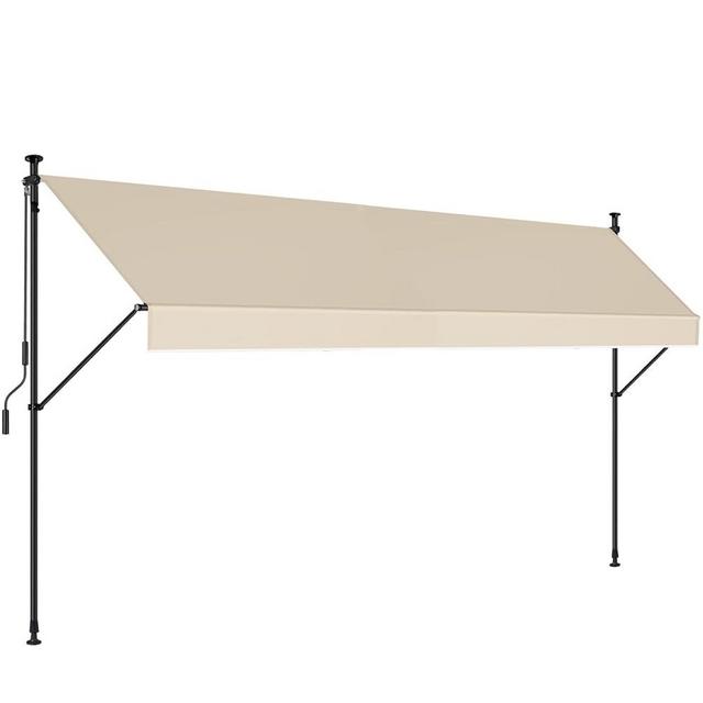 JEKITO Manual Retractable Awning – 178” Non-Screw Outdoor Sun Shade – Adjustable Pergola Shade Cover with UV Protection – 100% Polyester Made Outdoor Canopy – Ideal for Any Window or Door Cream