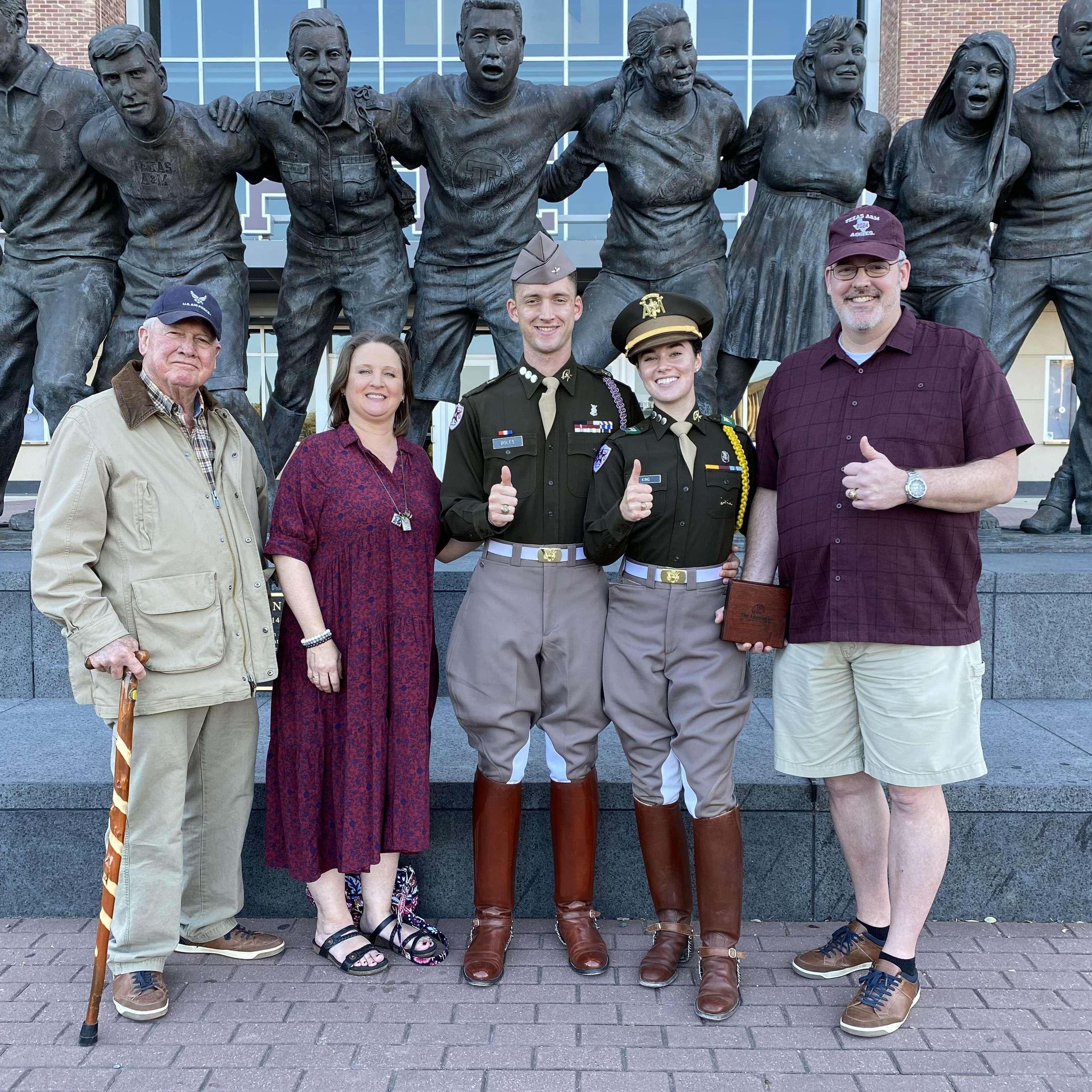 Now y'all remember what I said about Aggie rings? Nathan did eventually get his in November of 2021. ;) Here we are with Nathan's granddad, Papa, and his parents.
