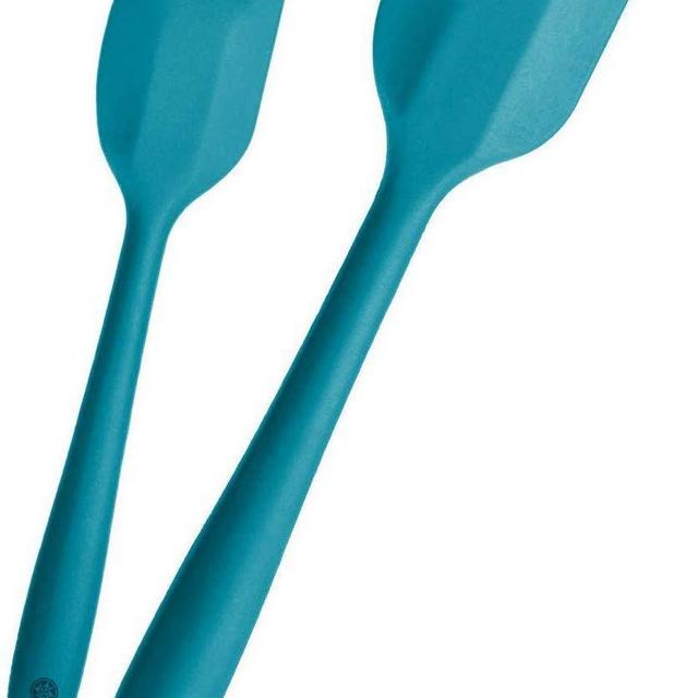 StarPack Premium Silicone Spatula Set (1 Small, 1 Large) - High Heat Resistant to 600°F, Hygienic One Piece Design, Non Stick Rubber Cooking Utensil Set (Teal Blue)