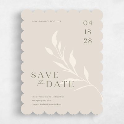 Beige Scalloped Wedding Save the Date - Aneci Portrait