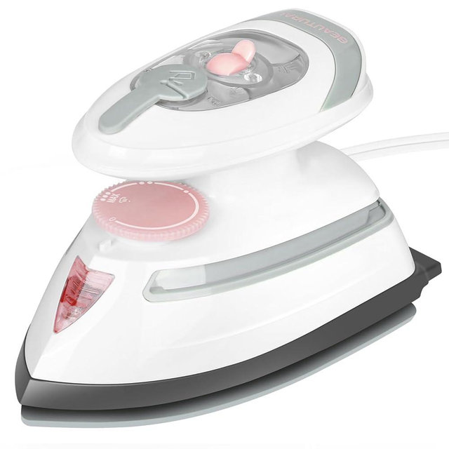 BEAUTURAL Mini Travel Steam Iron for Clothes with Dual Voltage, Temperature Control, Non-Stick Soleplate and Cord Storage, Ideal for Sewing, Quilting and Handcraft