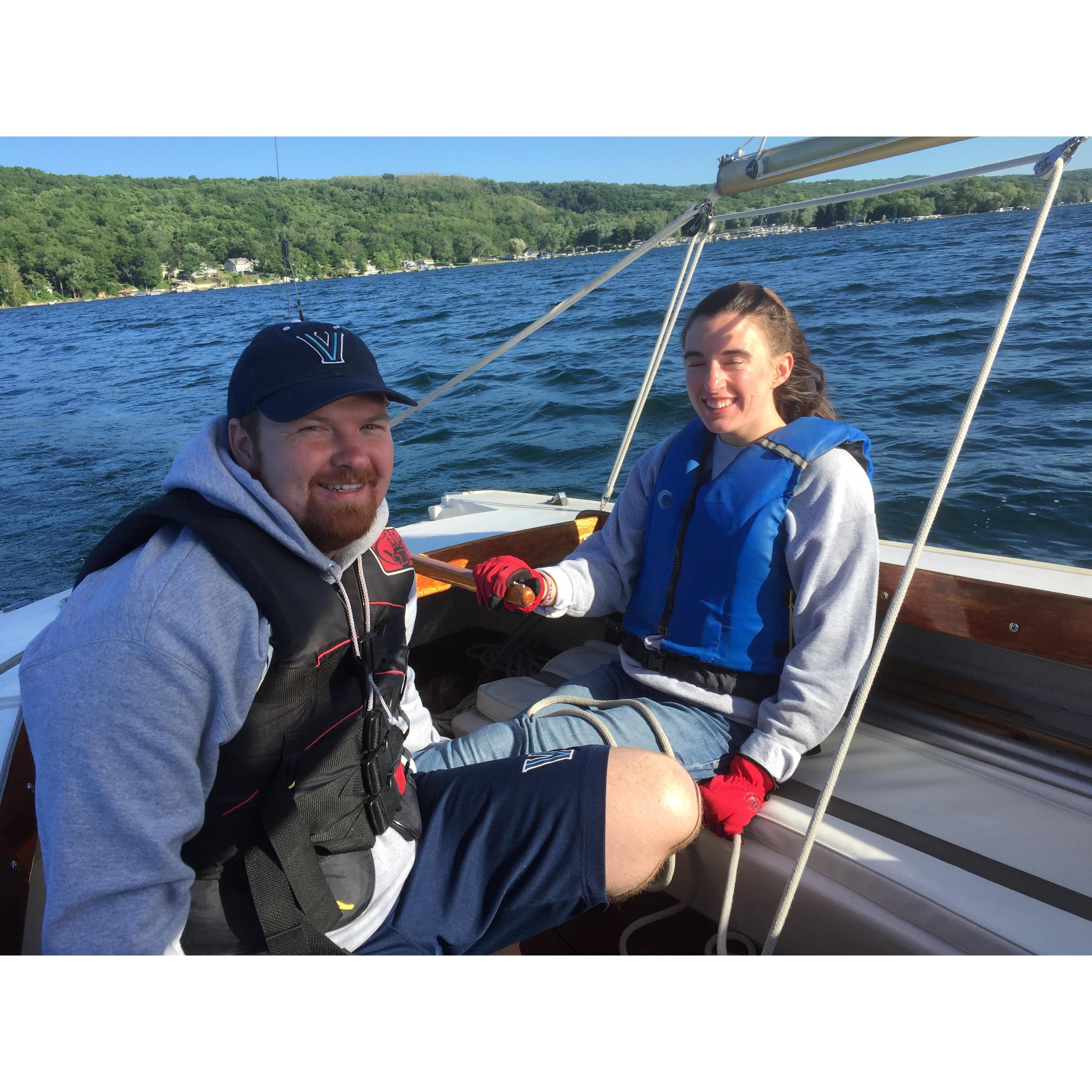 This was the only time on the sail boat that Matt looked like he was enjoying himself.