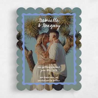 White Scalloped Wedding Save the Date - Nyssa Photo
