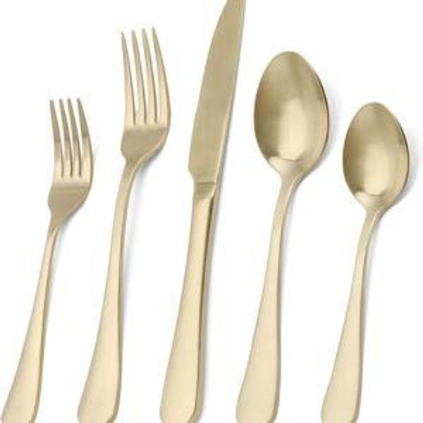 Matte champagne Silverware Set, 20-Piece Stainless Steel Flatware Set, Kitchen Utensil Set Service for 4, Tableware Cutlery Set for Home and Restaurant, Satin Finish, Dishwasher Safe