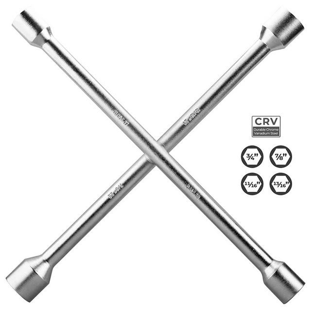 CARTMAN 14" Heavy Duty Universal Lug Wrench, 4-Way Cross Wrench