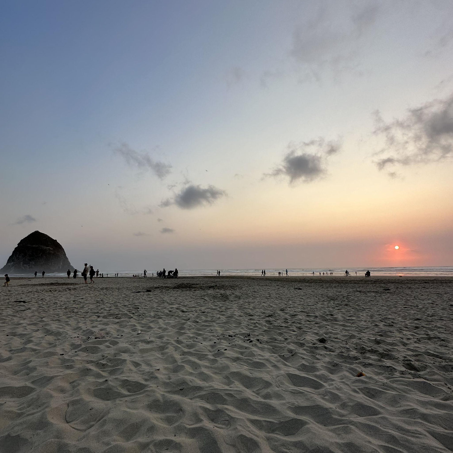 Our first sunset at Cannon Beach