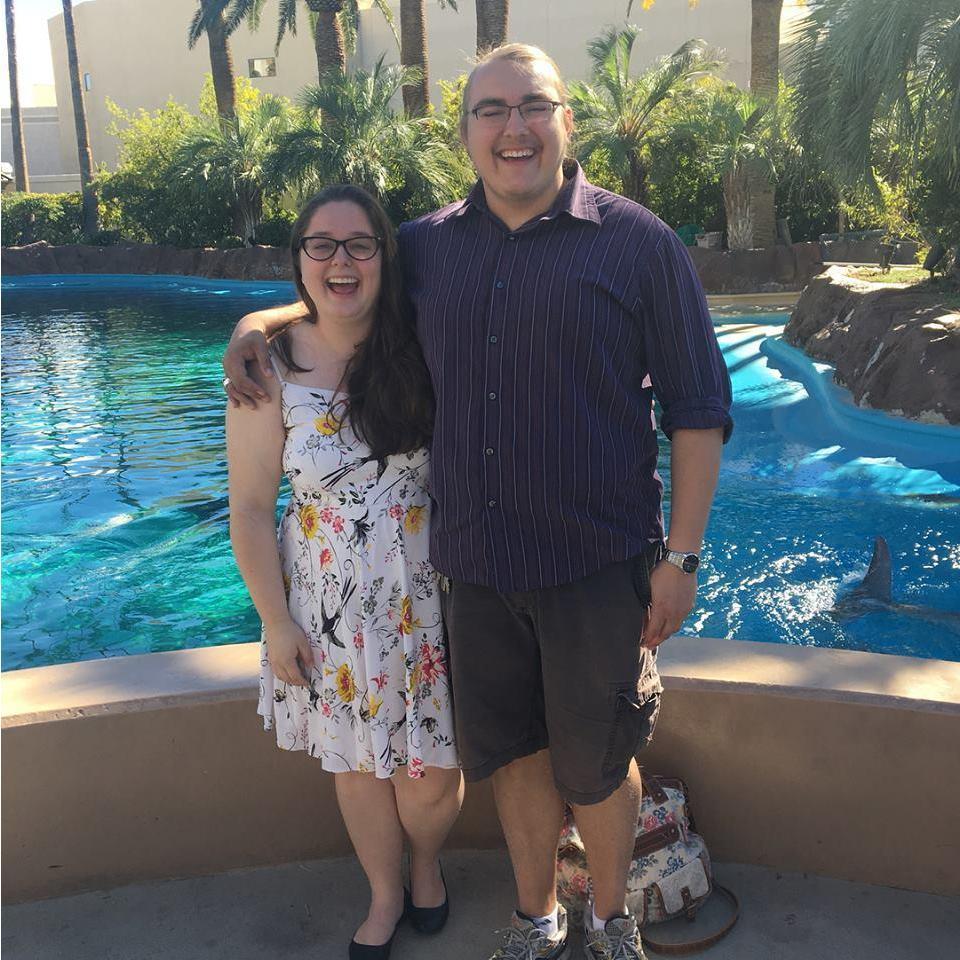 We found a secret aquarium and dolphin exhibit at our hotel in Las Vegas. As you can tell from our faces, this was a pure joy!
