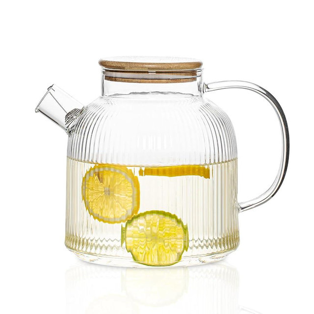 INSETLAN 68oz/2L Glass Teapot with Bamboo Lid, Stovetop Safe Glass Tea Kettle with Filter Spout, Tea Maker Perfect for Fruit Tea, Blooming Tea & Loose Leaf Tea, Ideal for Daily Use and Tea Parties