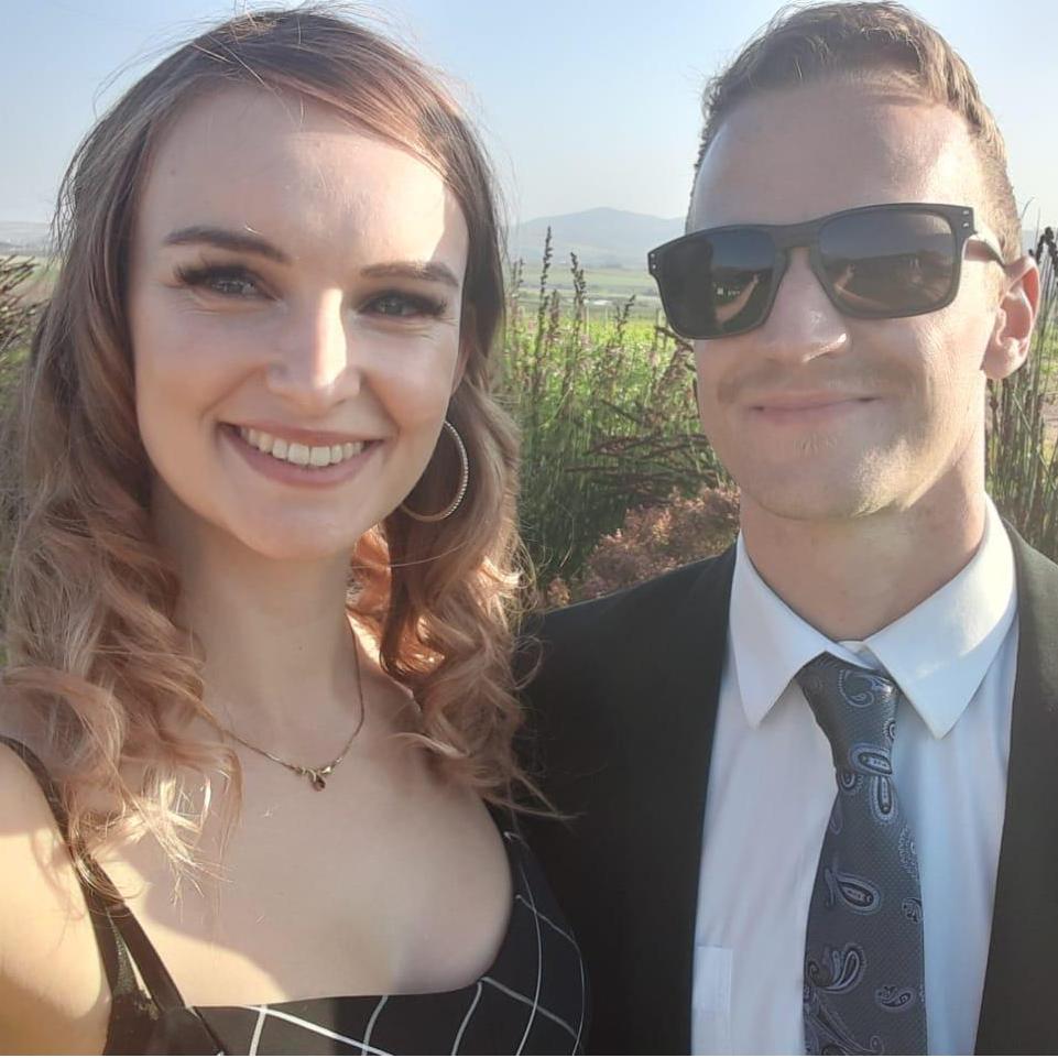 Dressed up for Dieter and Alecia's wedding.