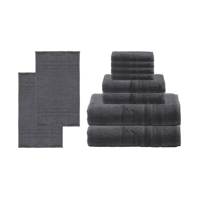 Mosobam Hotel Luxury 10pc Deluxe Bath Bundle 1000 GSM Bath Mats 20X34 and 700 GSM Bath Towels at 30X58 16X30 and 13X13, Charcoal Grey, Viscose Made from Bamboo - Turkish Cotton