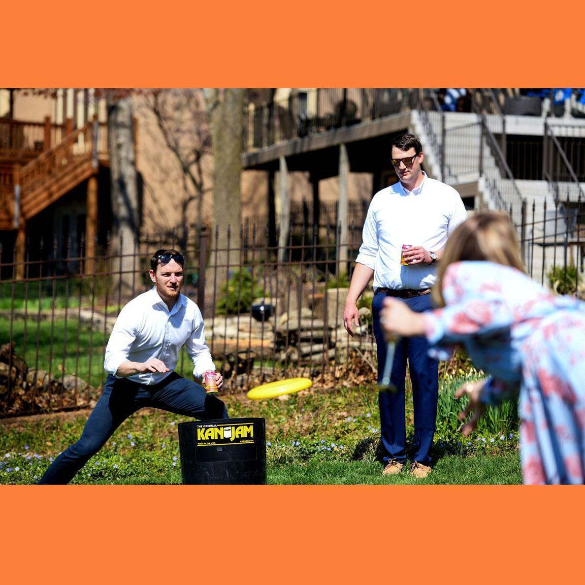 Turns out we're easy to entertain: just give us beer and lawn games. Pictured here: Kan Jam, but Ryan and Jeff Markey, Laura's brother, are on the hunt for worthy competitors in Polish Horseshoes.