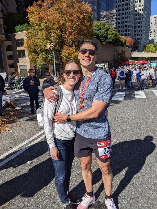 Andrew's first marathon. It was an exhausting day for the runners and spectators alike!