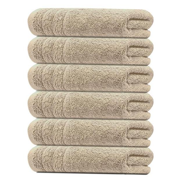 Tens Towels Pack of 6 Hand Towels, 100% Cotton, Lighter Weight, Quick to Dry, 16 x 28 Inches, Super Soft & Absorbent, Perfect for Bathroom & Kitchen (Beige)