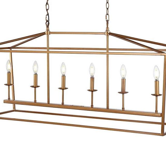 JONATHAN Y JYL7439B Pagoda Lantern Dimmable Adjustable Metal LED Pendant Classic Traditional Dining Room Living Room Kitchen Foyer Bedroom Hallway, 49 in, Antique Gold