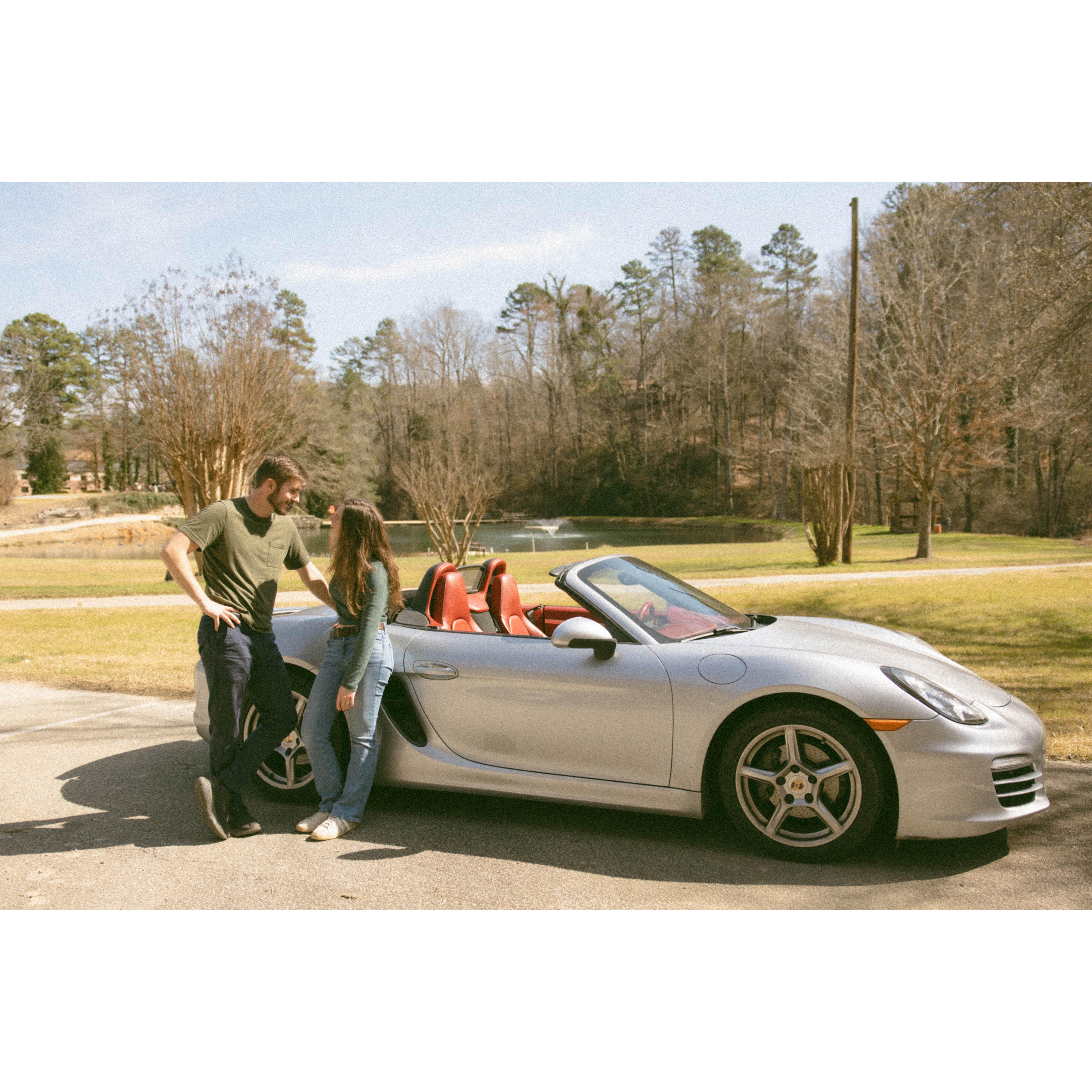 J rented a Porsche for our one year and we took it up to Rey's Alma Mater: TFC! :)