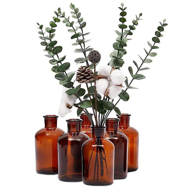 Amber Glass Bottles, Vintage Style Pharmacy Bottles (2.5 x 4.8 In, 6 Pack)