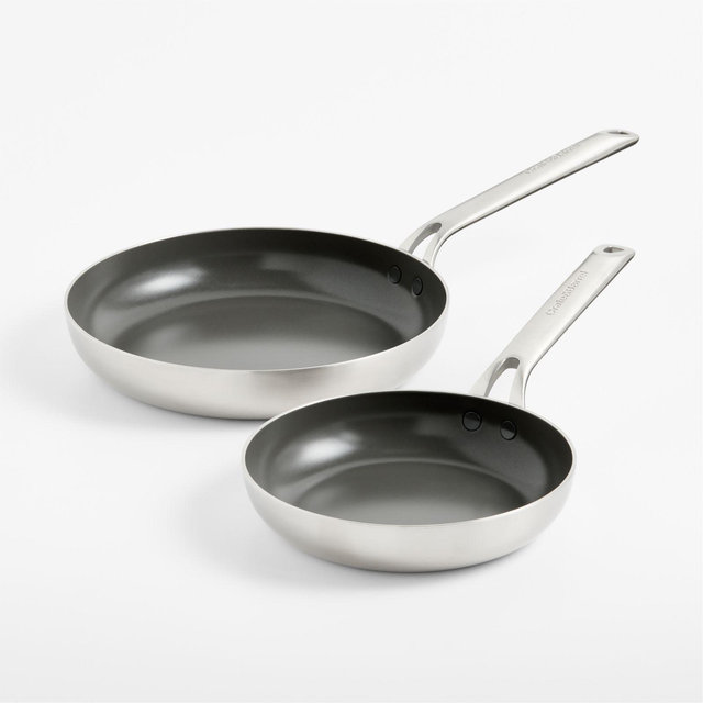 Crate & Barrel EvenCook Stainless ™ 8" and 10" Ceramic Nonstick Fry Pan Set