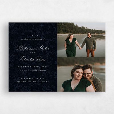Dark Blue Wedding Invitation - Emma Multiphoto