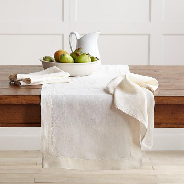 Washed Linen Table Runner, Cream