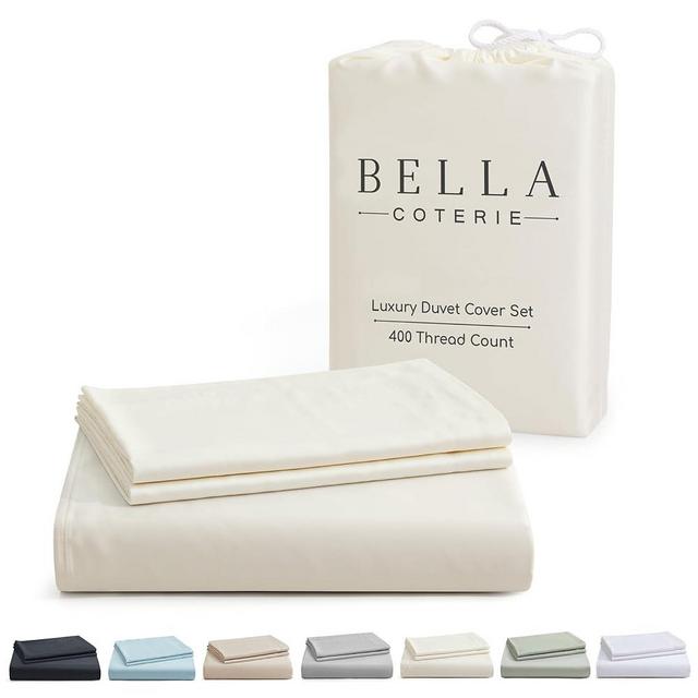 Bella Coterie Luxury Bamboo Queen Size Duvet Cover Set | Organically Grown | Ultra Soft | Cooling | Two Luxury Pillow Shams | Bamboo Viscose Bedding | 90x94 | No Insert [Ivory]