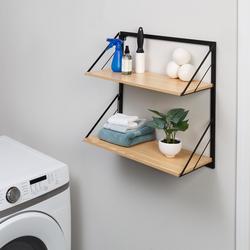 Honey Can Do Three-Tier Black Industrial Wall Shelf