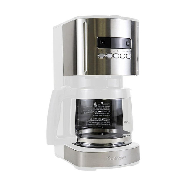 Kenmore Drip Coffee Maker - 12 Cup Programmable Cafe Machine With Glass Pot, Regular & Bold Brew, Auto Shut Off Large Water Reservoir, Reusable Filter, Kitchen Appliances For Cafeteria Barista, White