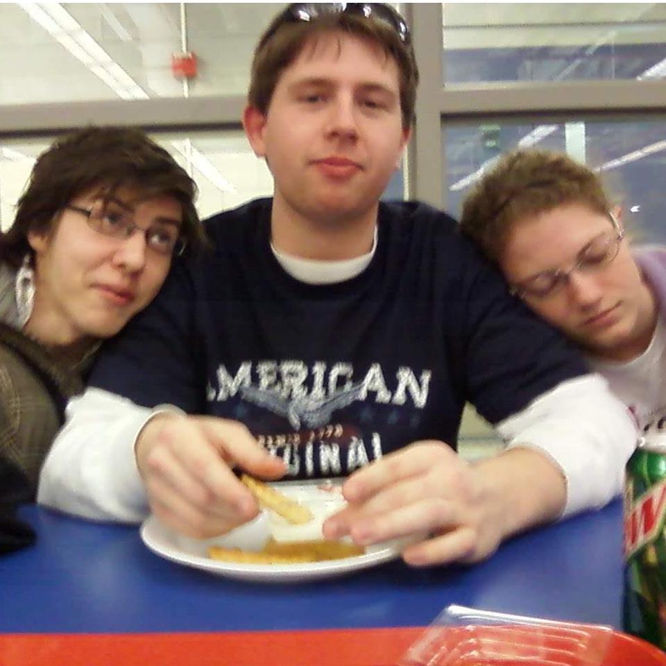 March 2009: Katlin takes a still-life of her lunch friends Andrew, James, & Rebecca