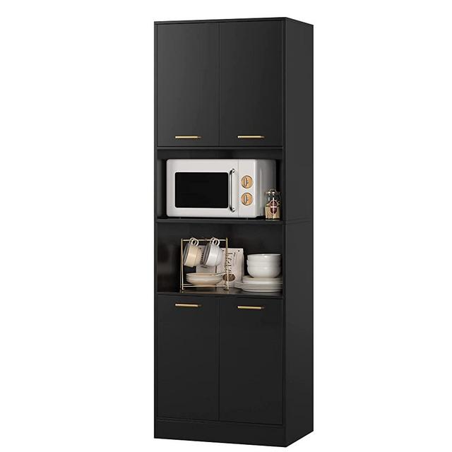 FOTOSOK Kitchen Pantry Cabinet, 71" Tall Cupboard Pantry Cabinet with Doors and Adjustable Shelves, Freestanding Utility Storage Cabinet with Open Countertop,Pantry Cabinets for Kitchen, Dining Room