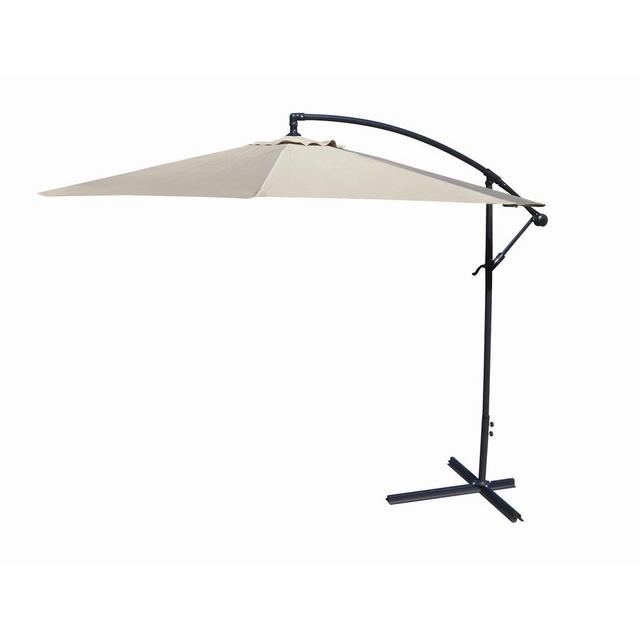 Jordan Manufacturing Natural Offset 10-ft No-tilt Octagon Patio Umbrella with Black Steel Frame