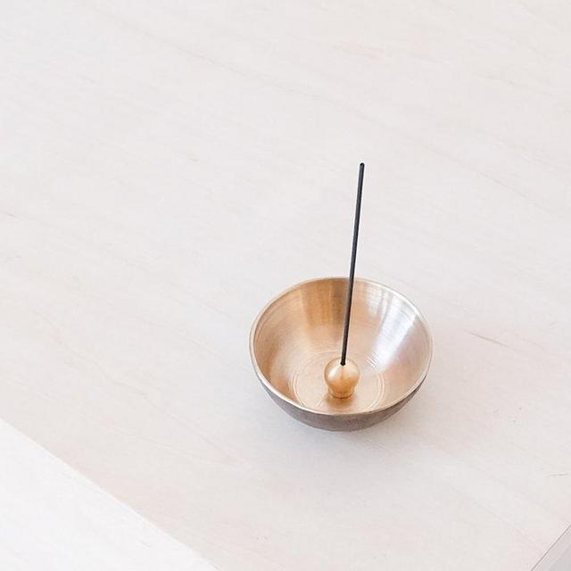 Bronze Bowl with Brass Ball Incense Holder