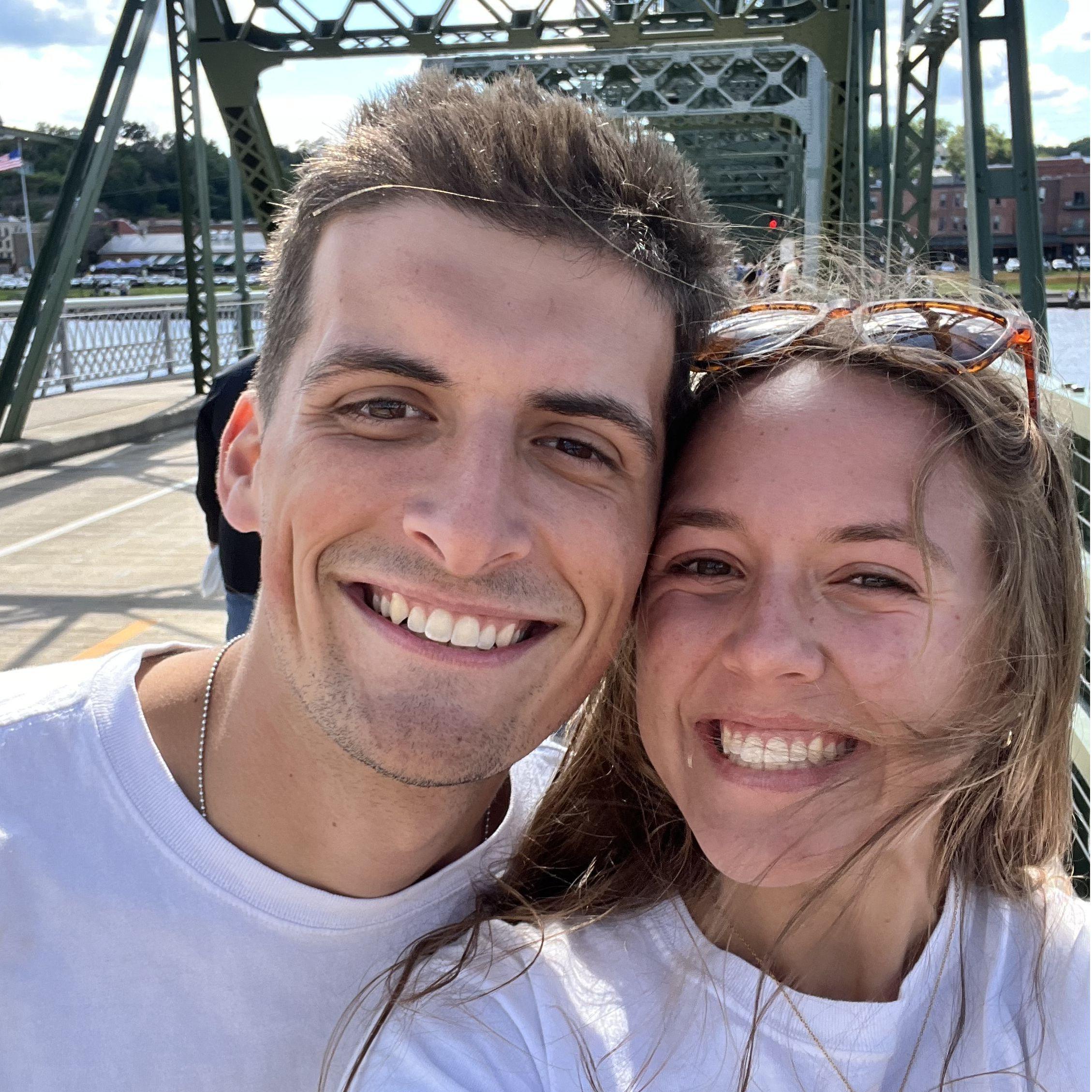 Brennen's first time in Minnesota, on the Stillwater Bridge