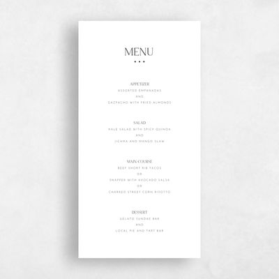 White Wedding Menu - Sharpe