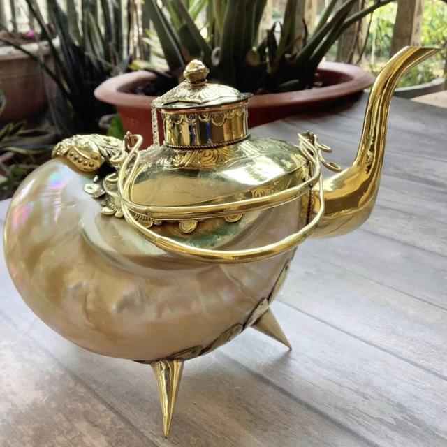 Mother-of-pearl teapots and cups, copper-coated teapots and cups for decoration, unique conch shell teapots and cups for drinking wine