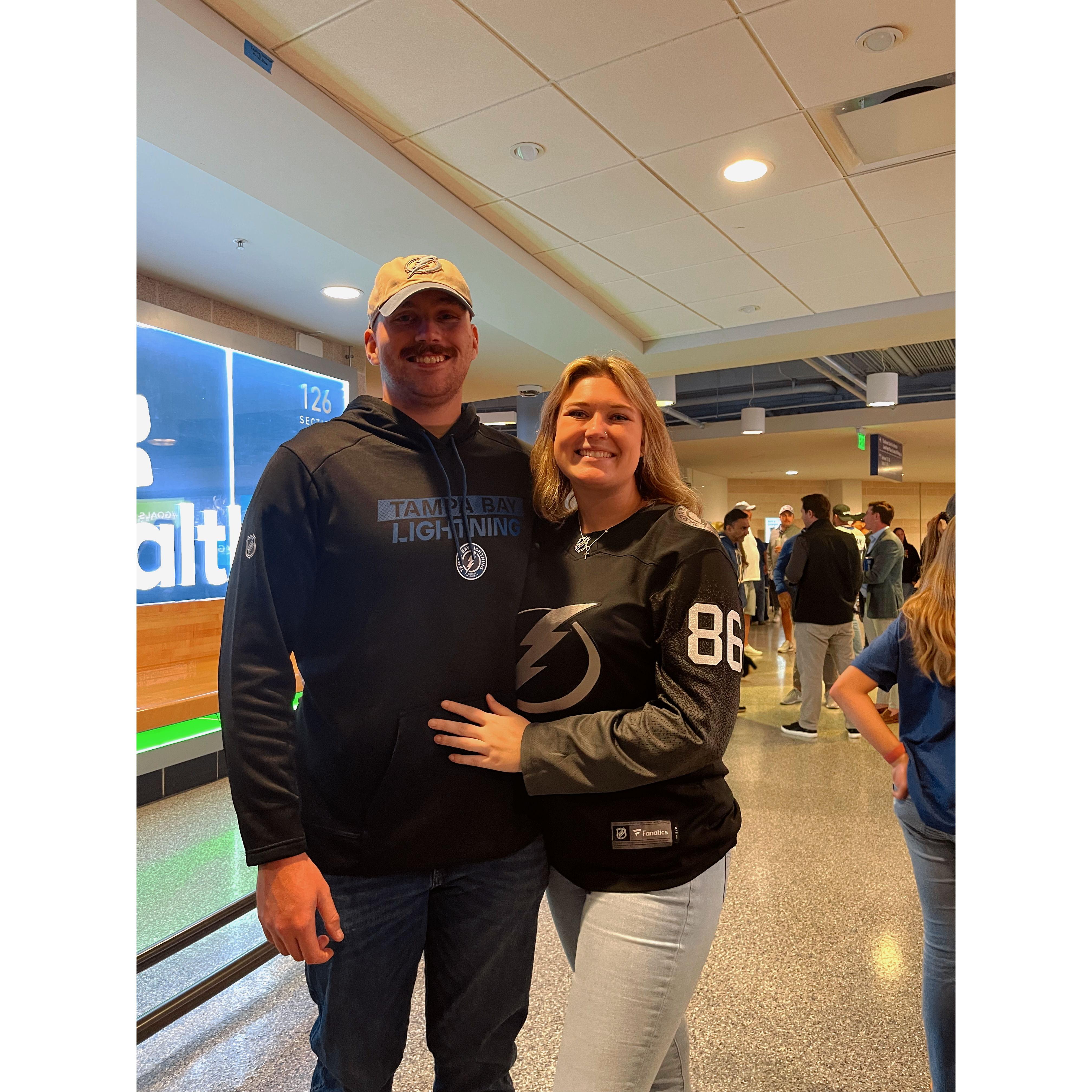 His first Tampa Bay Lightning Hockey game in Tampa, FL