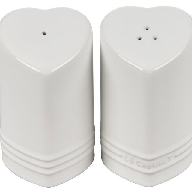 Le Creuset Stoneware Heart Shaped Salt & Pepper Shakers, 4 oz. Each, White