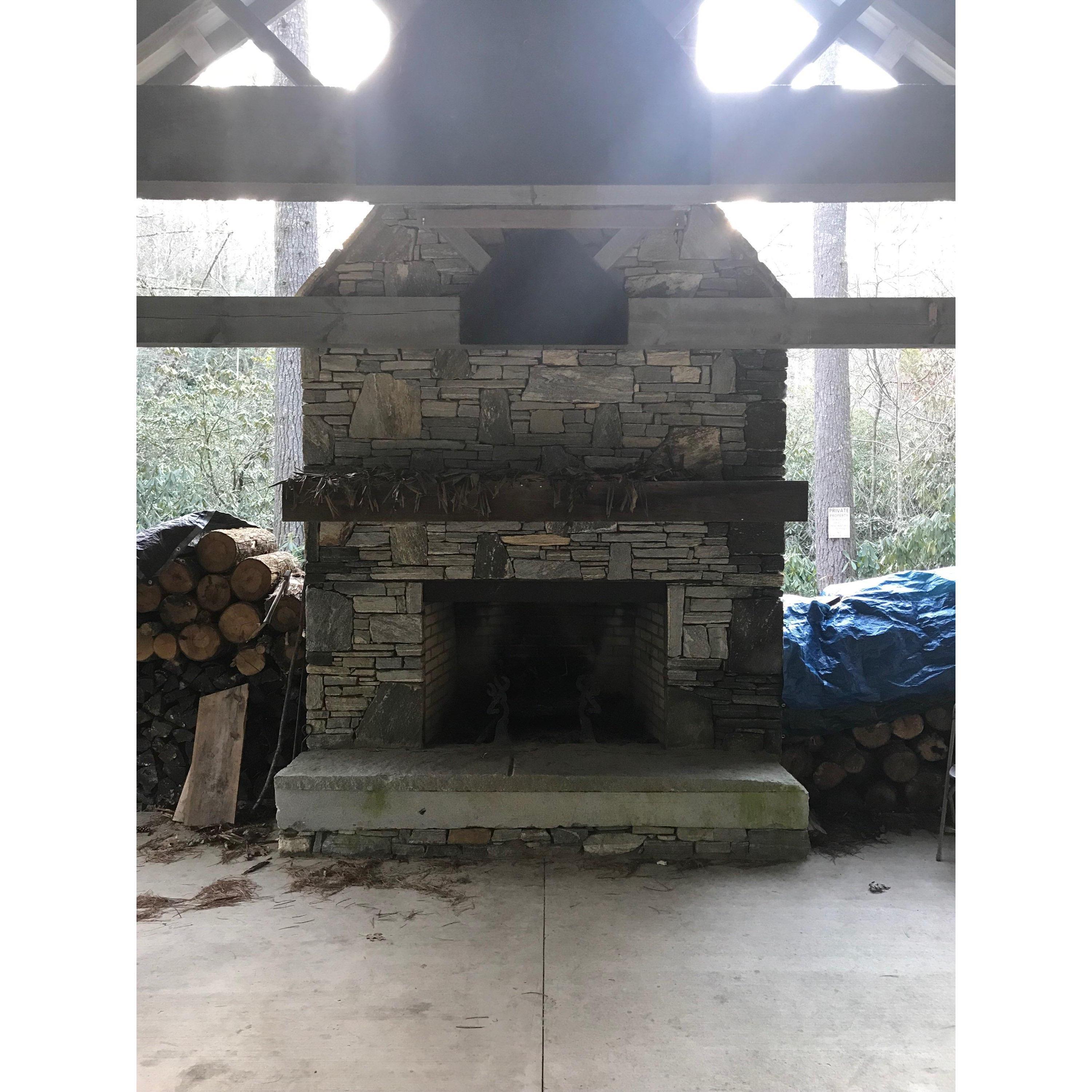 Fireplace to keep us toasty at the pavilion.
