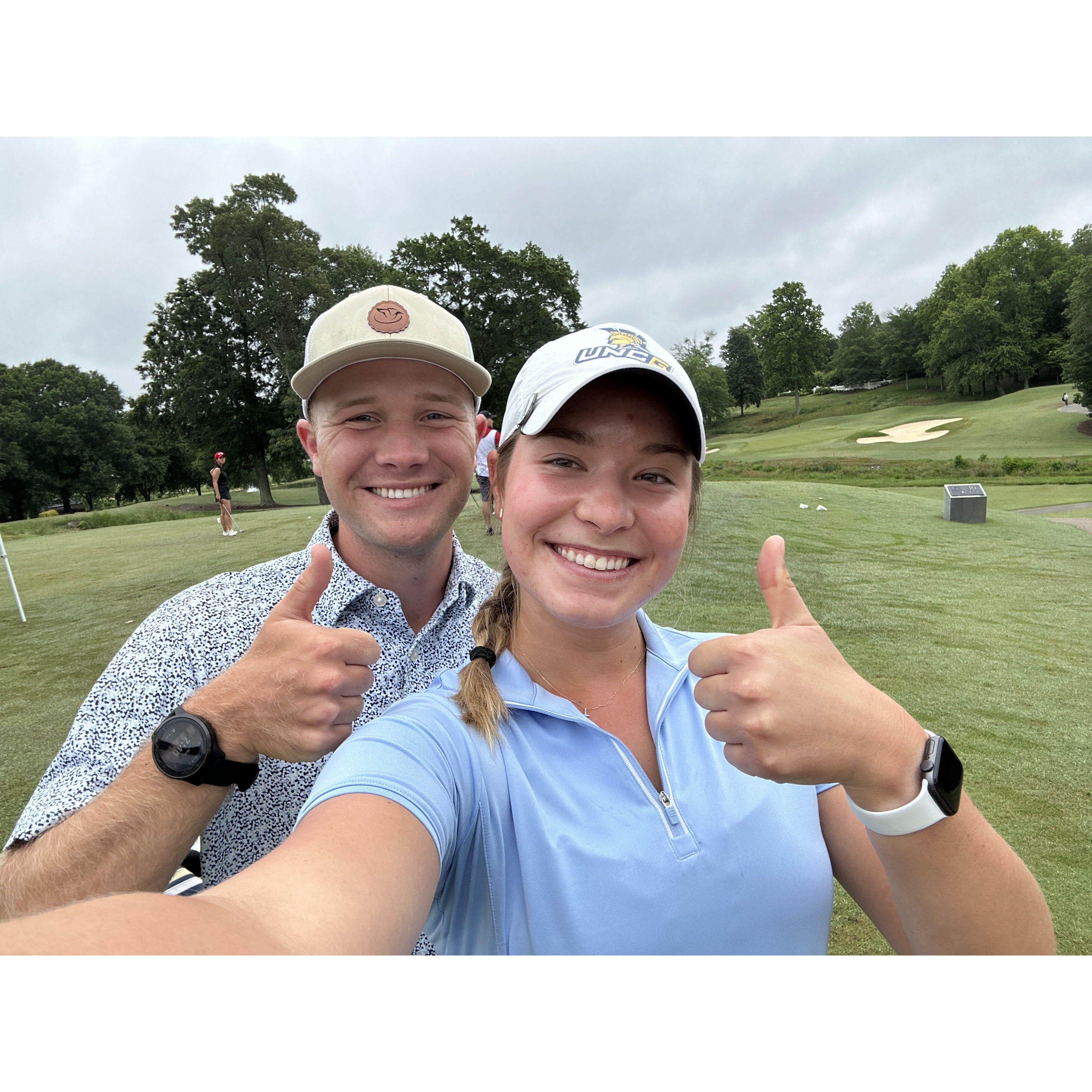Our first picture together when Noah caddied for Ava in her U.S. Women's Amateur Qualifier. This day started everything!