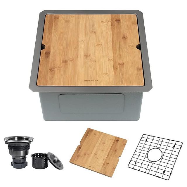 Zeesink Bar Sink,Black Bar Sink,17 X 17 inch Small rv Sink,Small Bar Sink Undermount,Bar Prep Sink,Black Color
