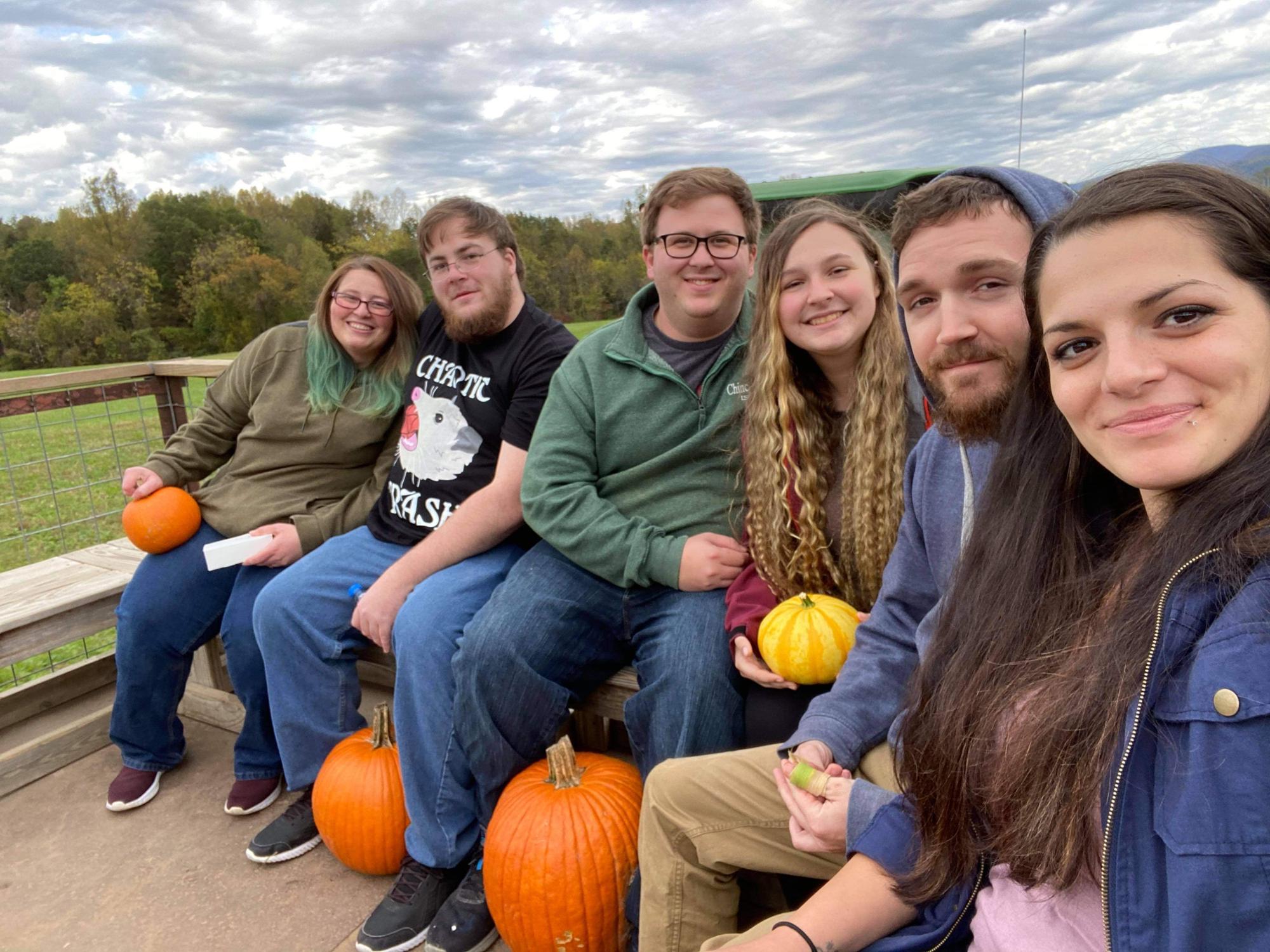 Hay ride at the pumpkin patch!