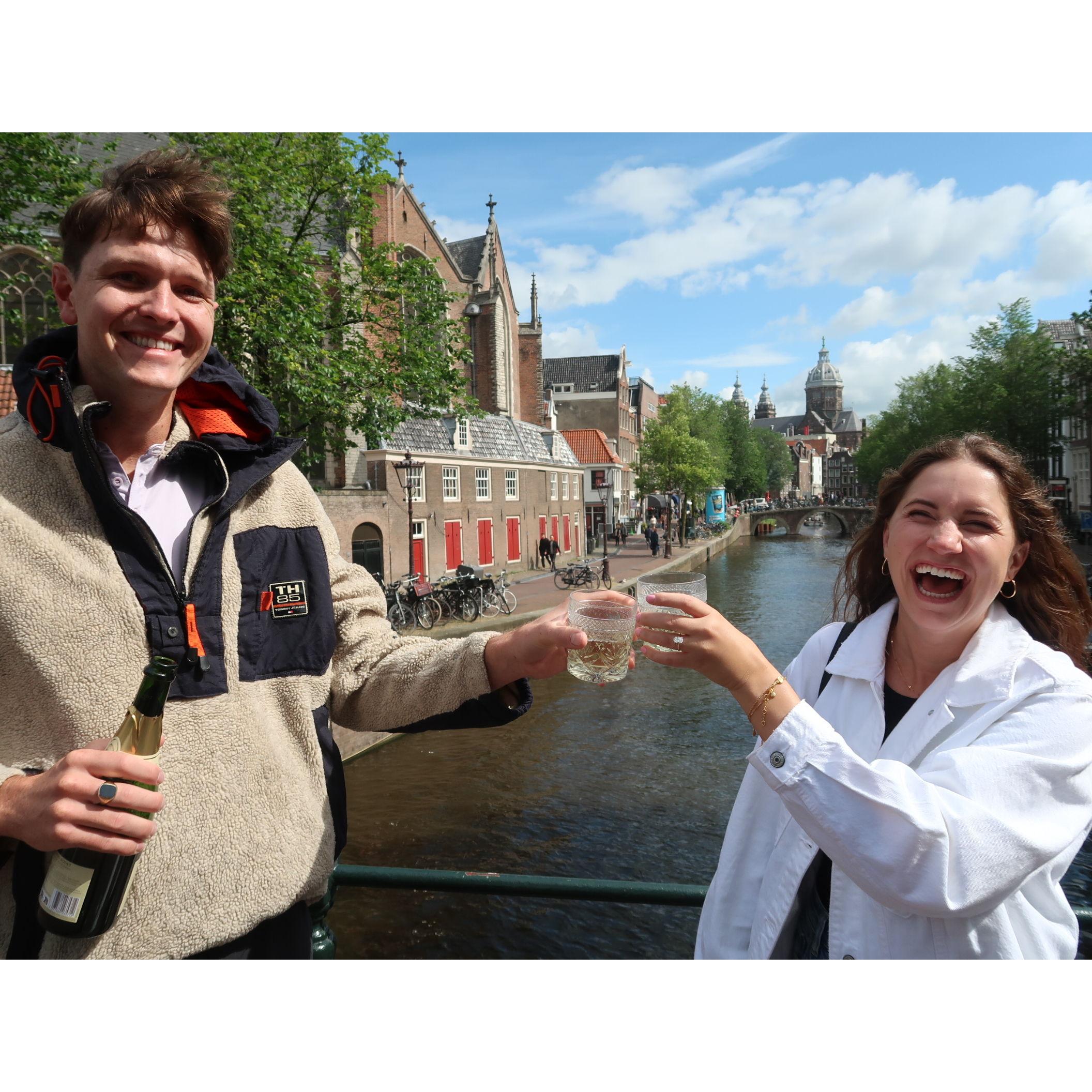 Yori proposed on a bridge in Amsterdam in July 2024
