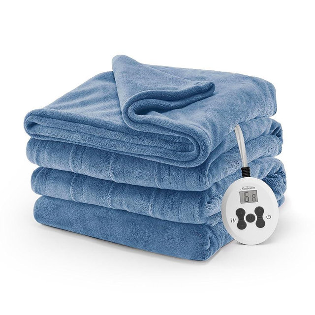 Sunbeam Royal Luxe Cadet Blue Heated Blanket - Full